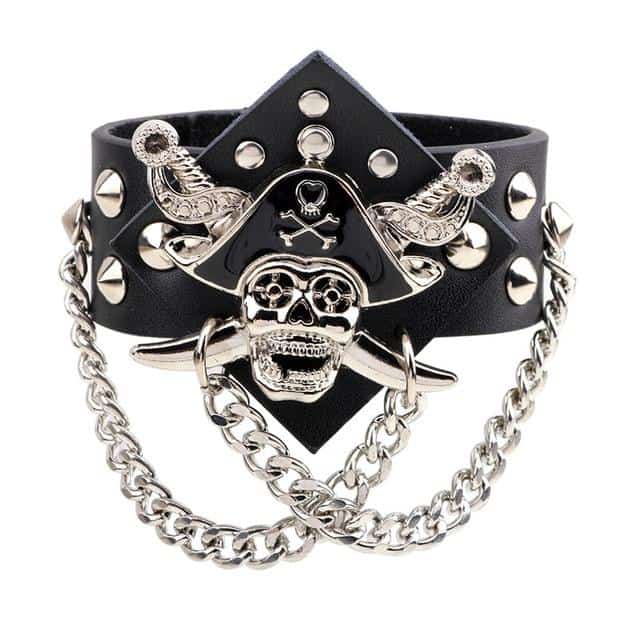 Skull And Leather Bracelet