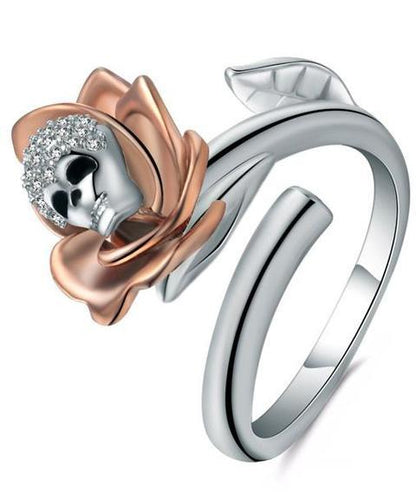 skull and rose engagement ring