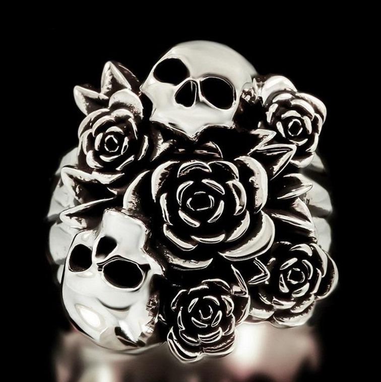 Skull And Rose Ring | Skull Action