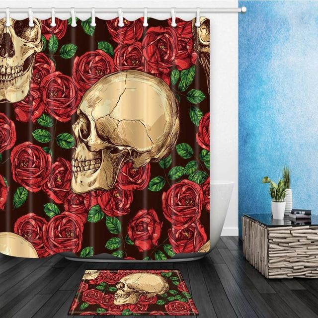Skull And Roses Shower Curtain