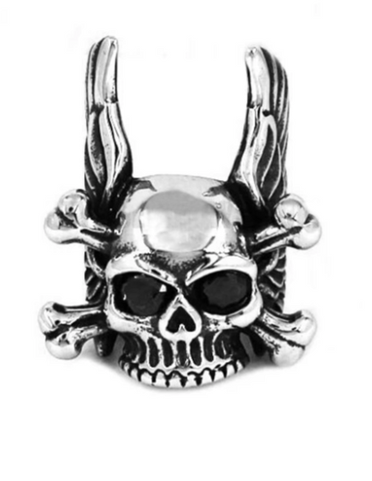 skull and wings ring