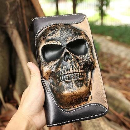 Skull and Crossbones Leather Wallet deals | Mahogany | Skull and Crossbones | Wallet | Leather | Men's Wallet | Anniversary | Gift | Birthday