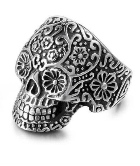 skull flower ring