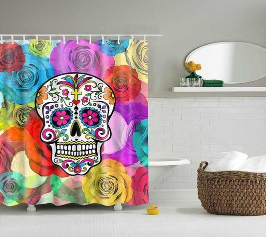 Skull Flower Shower Curtain