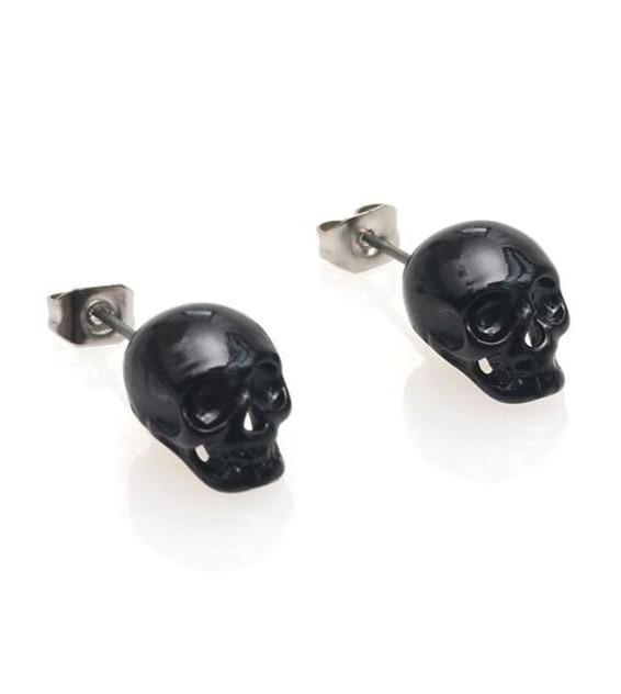 Skull Head Earrings Black