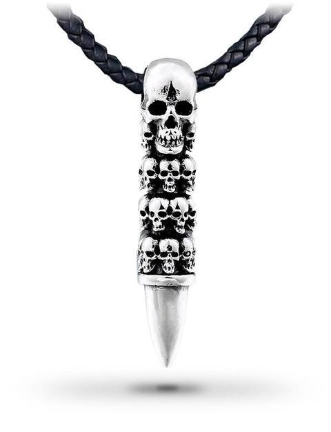 skull leather necklace