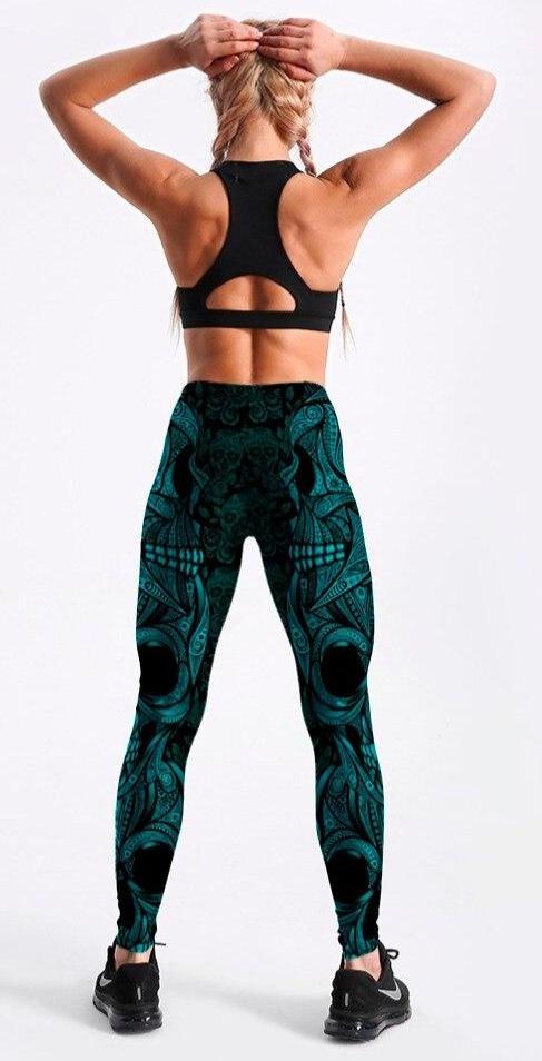 Skull Leggings Workout green