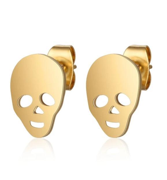 Skull Metal Earrings Gold