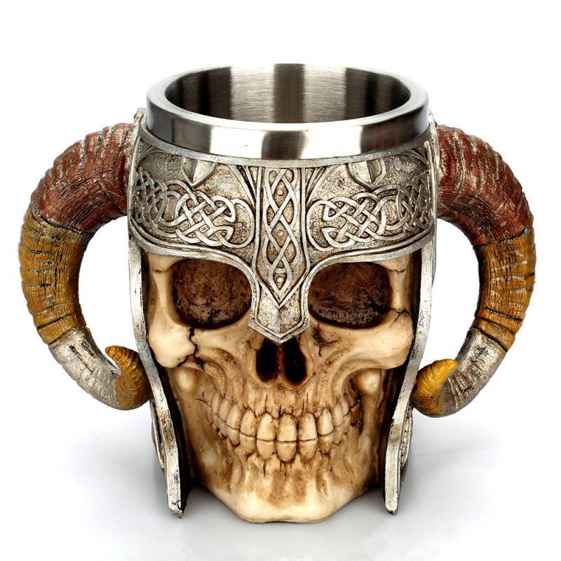 Skull Mug With Horns