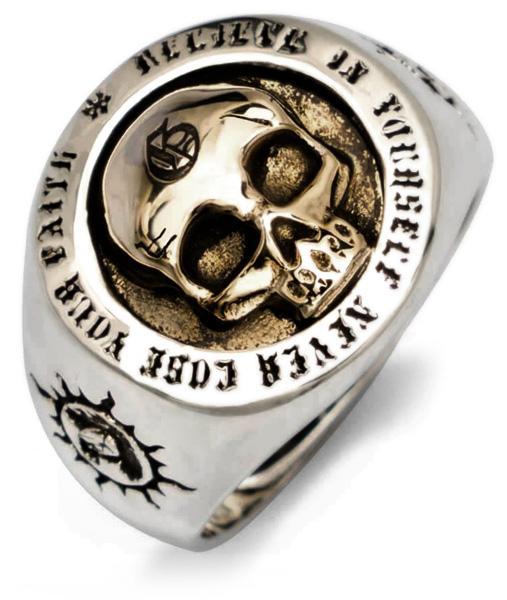 skull ring silver antique