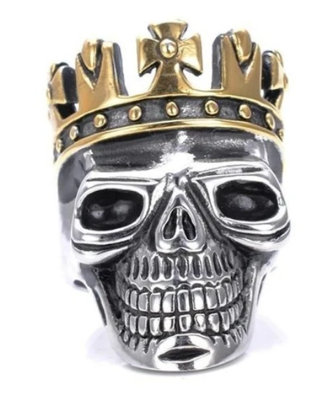 Mens Stainless Steel Gothic MC Biker Skull Crown Ring Black Men Size 7-15  Gift | eBay