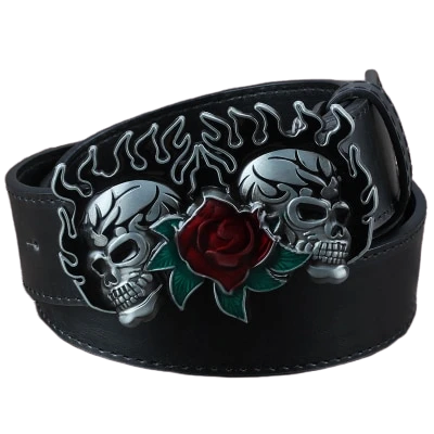 Skull Roses Belt Buckle