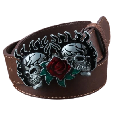 Skull Roses Belt Buckle