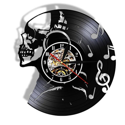 skull vinyl clock