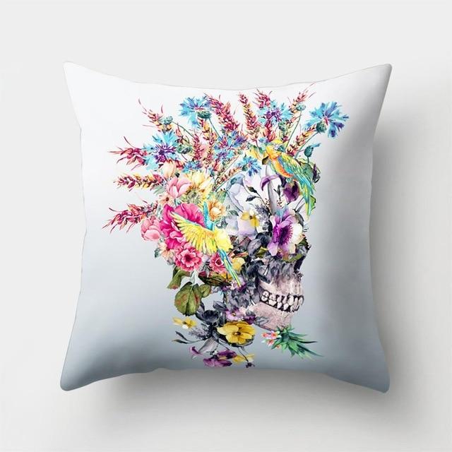 Skull With Roses Pillow