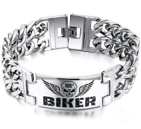 stainless steel biker bracelet