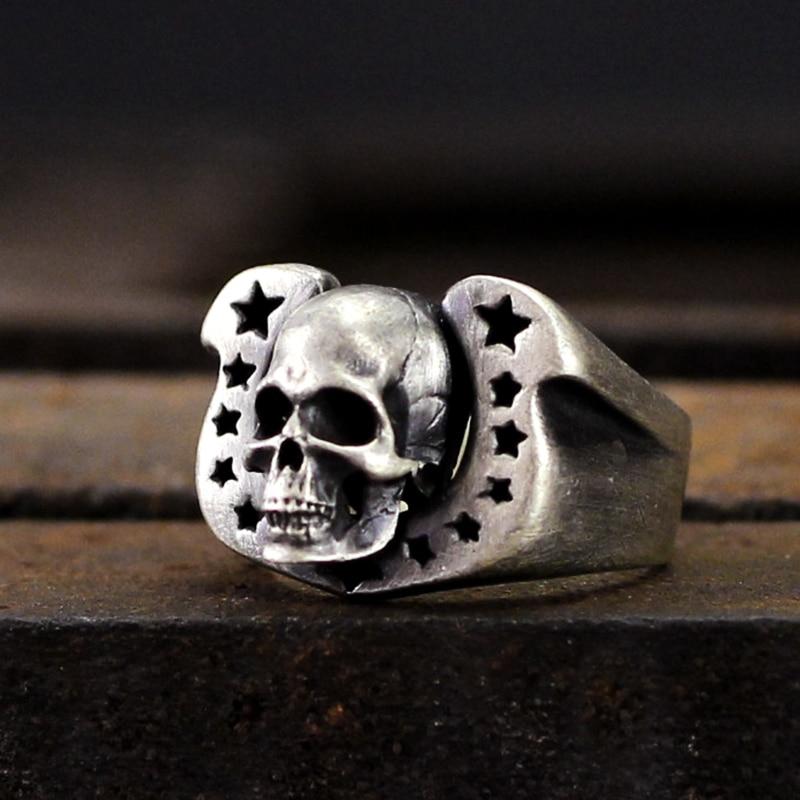 Stainless Steel Horseshoe Ring | Skull Action