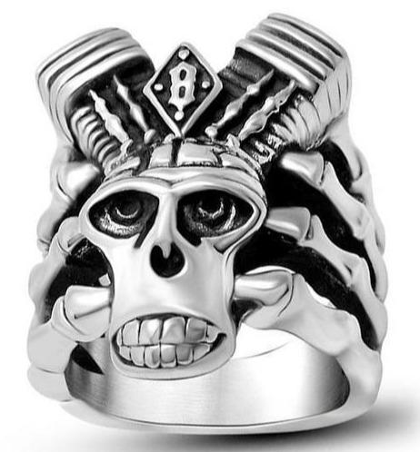 stainless steel skull biker ring
