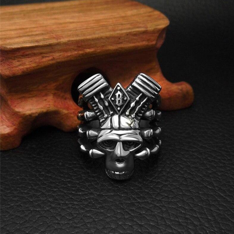 Stainless Steel Skull Biker Ring | Skull Action