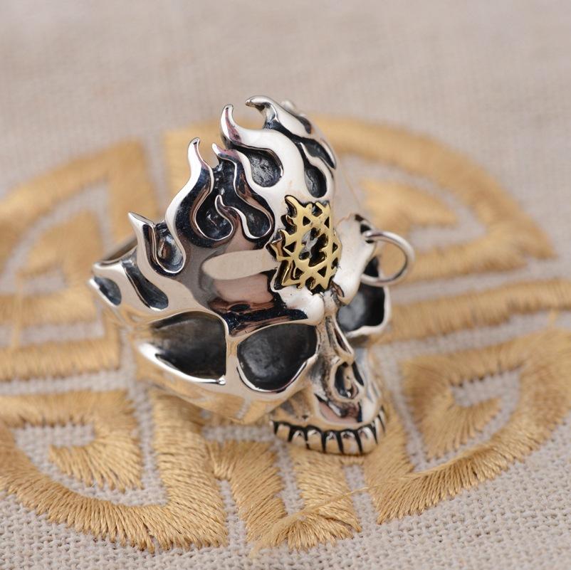 Steel Flame Skull Ring | Skull Action