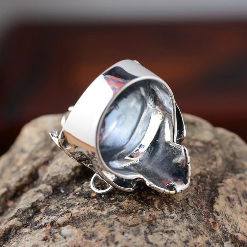 Steel Flame Skull Ring | Skull Action