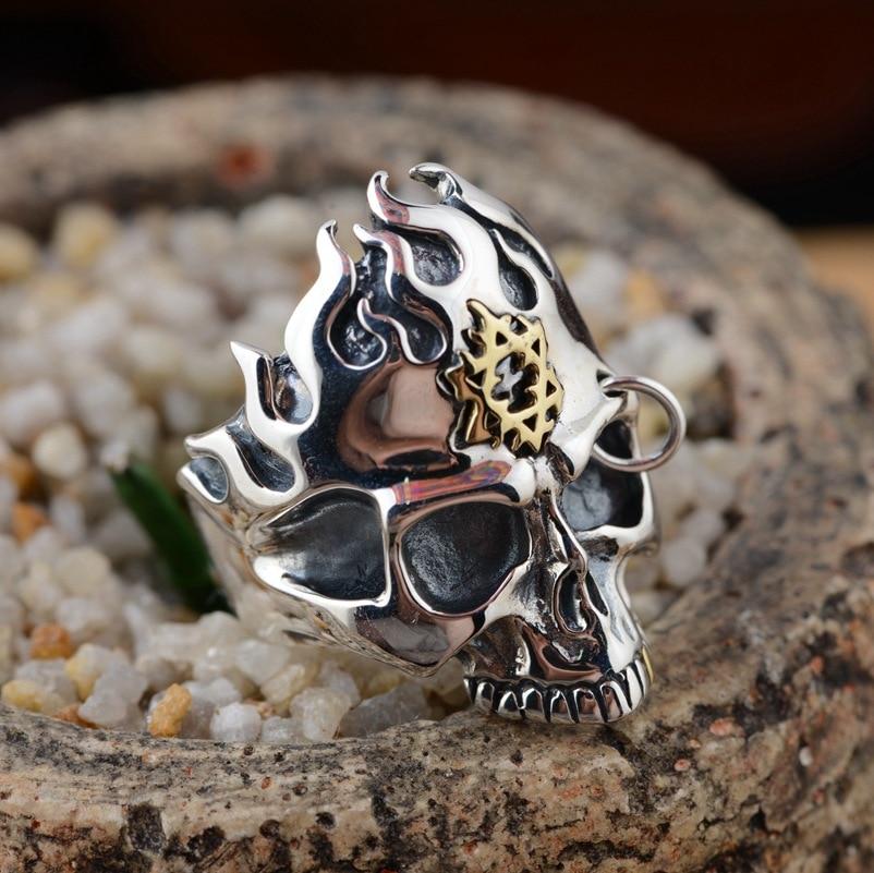 Steel Flame Skull Ring | Skull Action