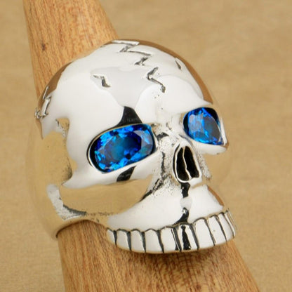 Sterling Silver Blue Eye Ring | Skull Action