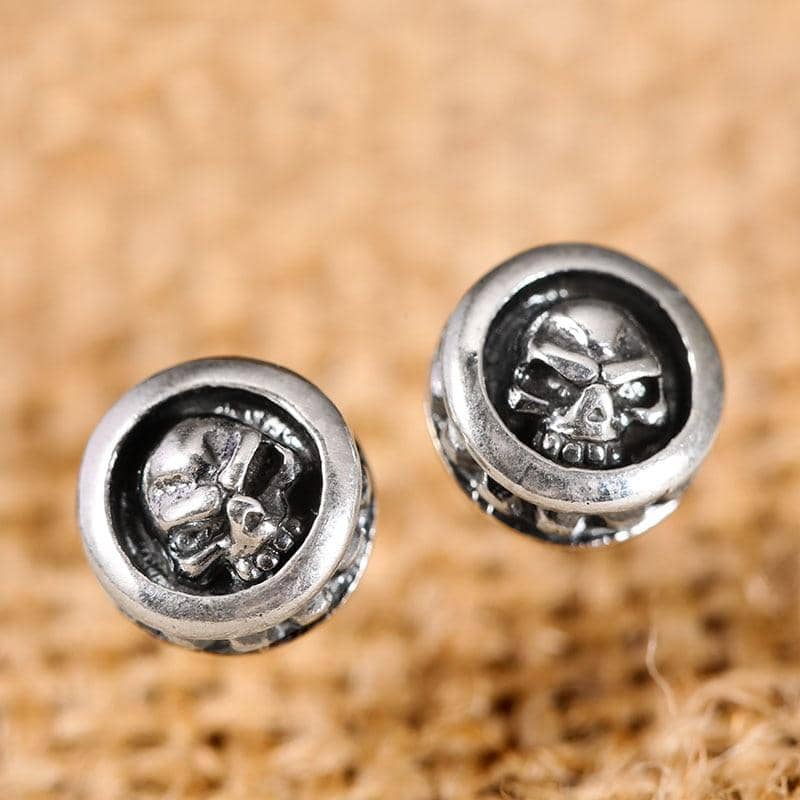 Sterling Silver Skull Stud Earrings | Skull Action