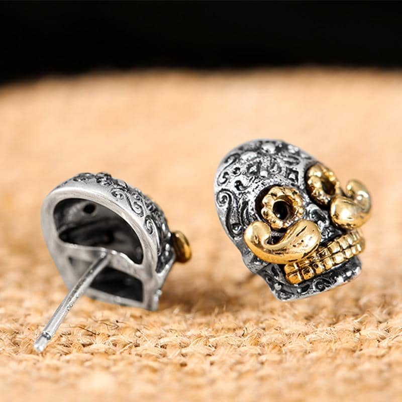 Sterling Silver Sugar Skull Earrings | Skull Action