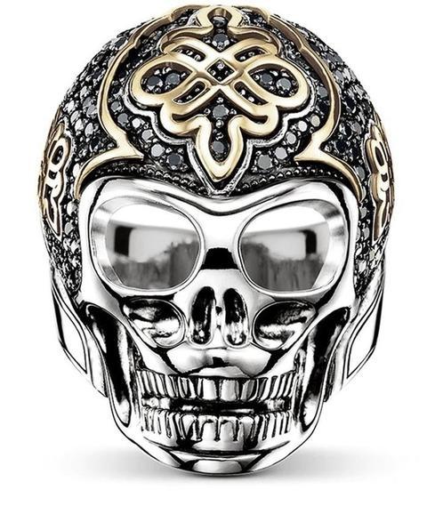 sugar skull ring silver
