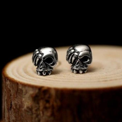 Tiny Skull Earrings Sterling Silver | Skull Action