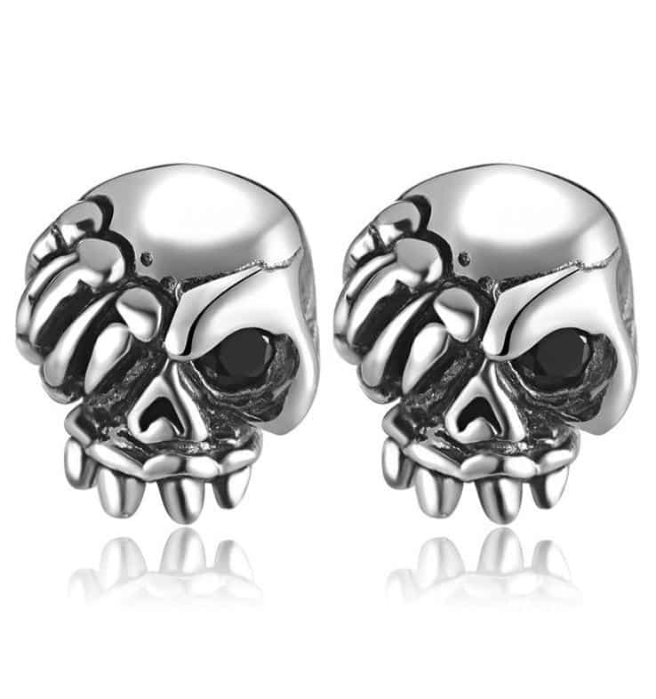 Tiny Skull Earrings Sterling Silver