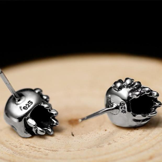 Tiny Skull Earrings Sterling Silver | Skull Action