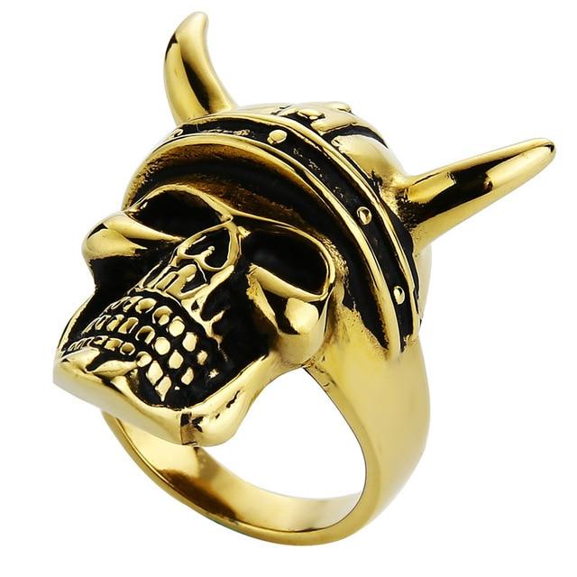 Viking Gold Ring For Sale | Skull Action