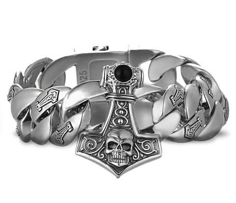 Viking Sterling Silver Bracelet | Skull Action