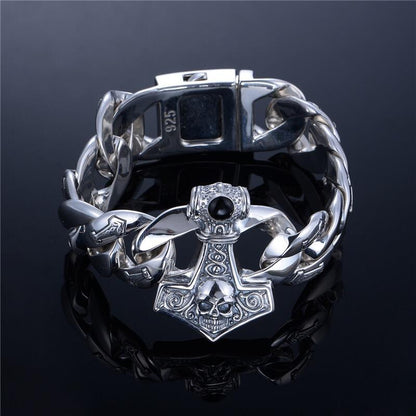 Viking Sterling Silver Bracelet | Skull Action