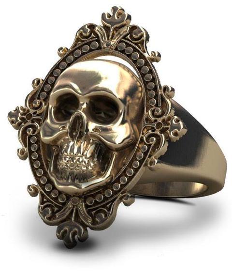 vintage gold skull ring