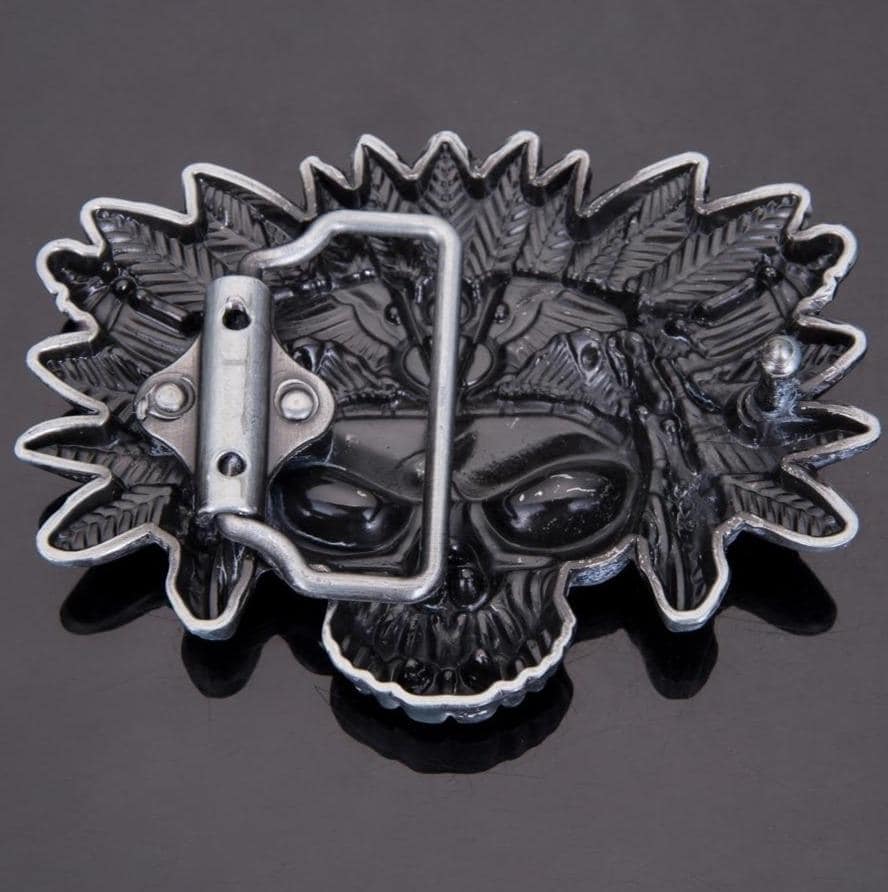 Vintage Indian Belt Buckle | Skull Action