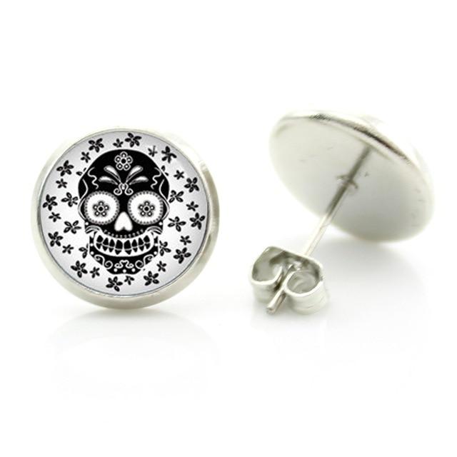 white skull earrings