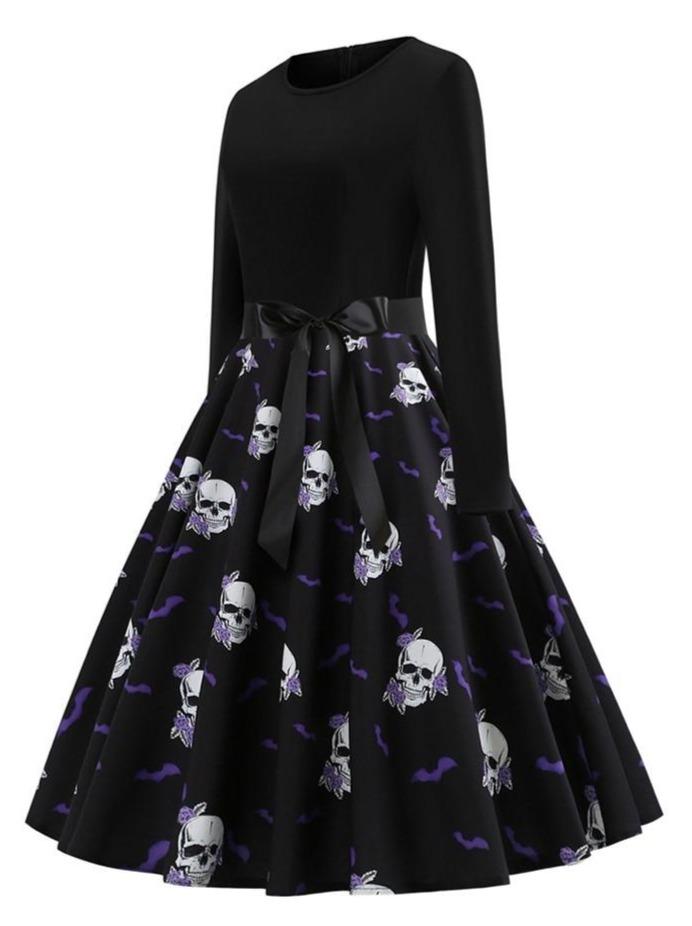 Womens Long Sleeve Skull Dress | Skull Action